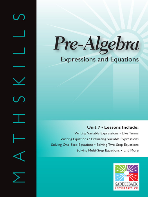 Title details for Pre-Algebra: Expressions and Equations by Saddleback Educational Publishing - Available